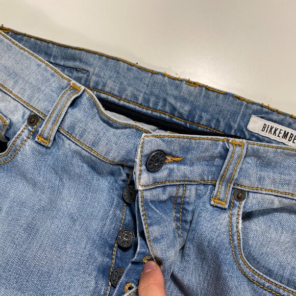 Dirk Bikkembergs Slim Straight Leg Light Wash Button Fly Jeans mens size 32x28 - Picture 4 of 10